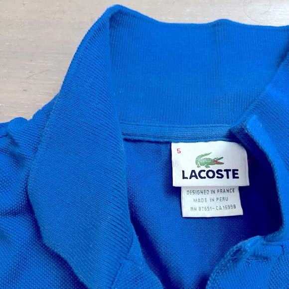 Lacoste Blue Polo T-shirt. Size 5. - Picture 3 of 4